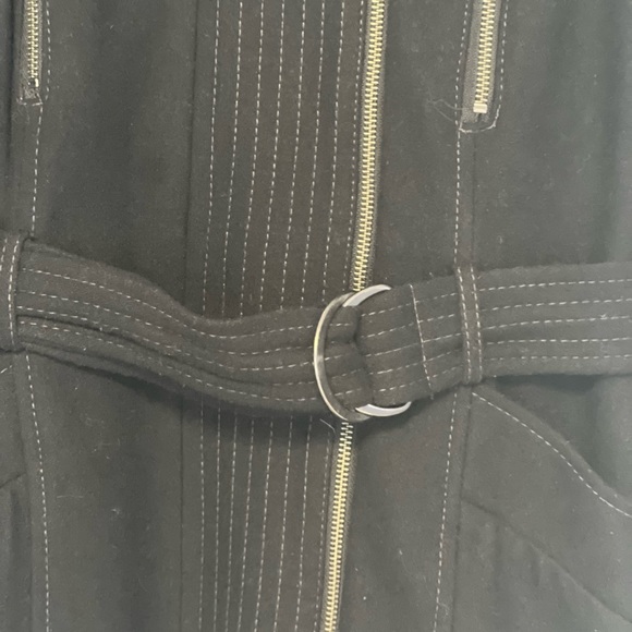 Top Shop Womens Mid Length Belted Tailored Wool Blend Pea Coat Black Sz10 - Picture 11 of 13